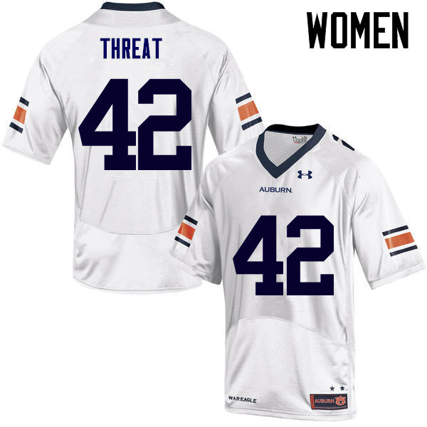 Women Auburn Tigers #42 Tre Threat College Football Jerseys Sale-White